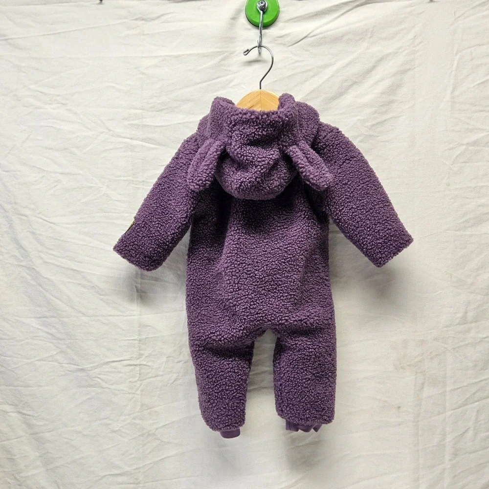 Minymo Sherpa Fleece Bunting Infant 3M Purple Hooded Zipper Pram Suit‎ 111578